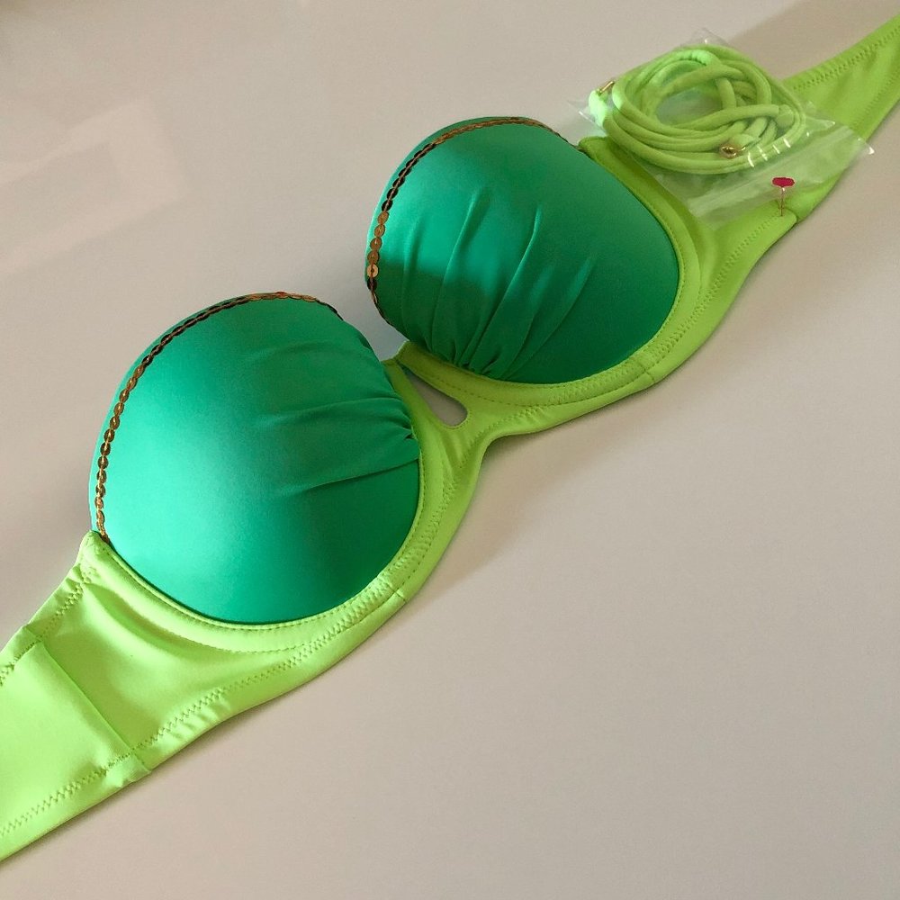 VS Strapless Bandeau Push-Up Bikini Top - Green2